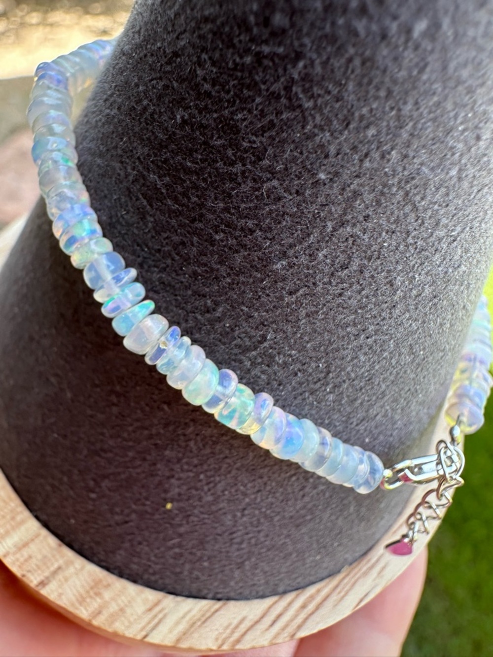Genuine Ethiopian Opal Multi Fire Rondelle Bracelet S925 Sterling Silver 4mm NEW - Picture 6 of 17